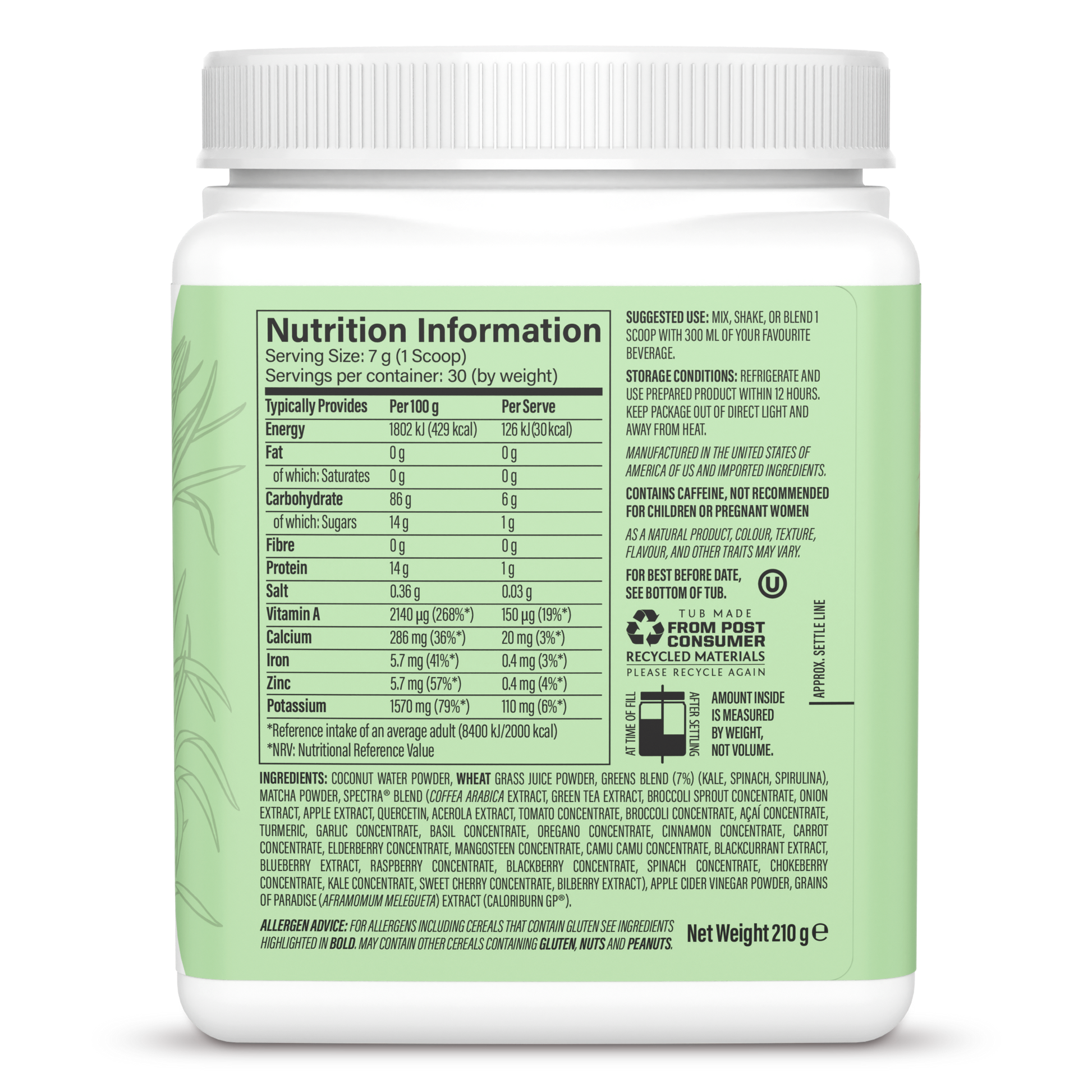 Shape Thermo Greens Unflavoured 30 Servings (210g)