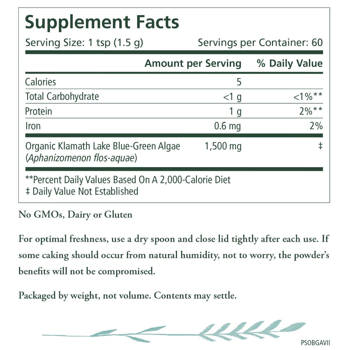 The Synergy Company Organic Blue-Green Algae Powder