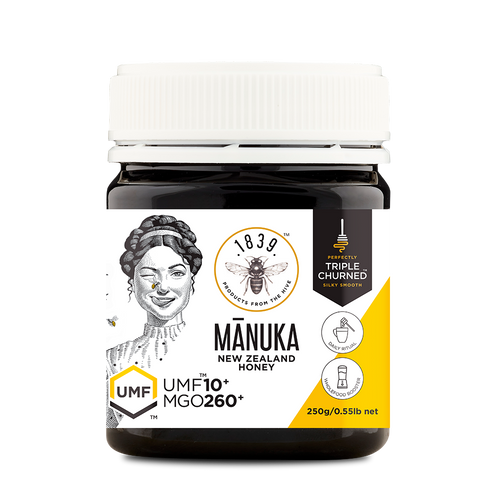 1839 Mānuka Honey, UMF 10+, 250g — front of jar